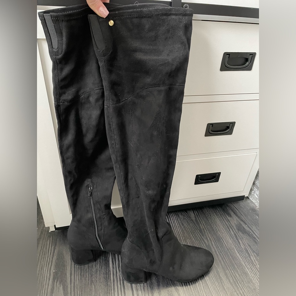 Black suede over the knee boots!